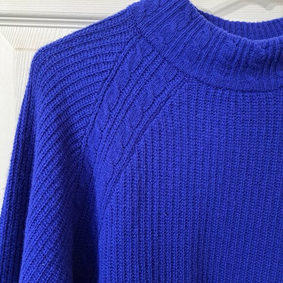 Talbots Women's S Blue Long Raglan Sleeve High Neck Lambswool Blend Sweater - Picture 4 of 7